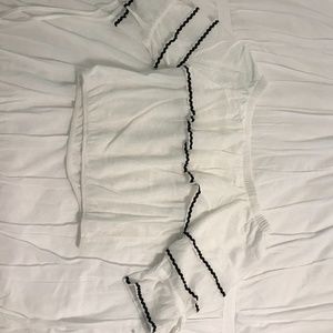 White Off-the-Shoulder top with Black Detailing